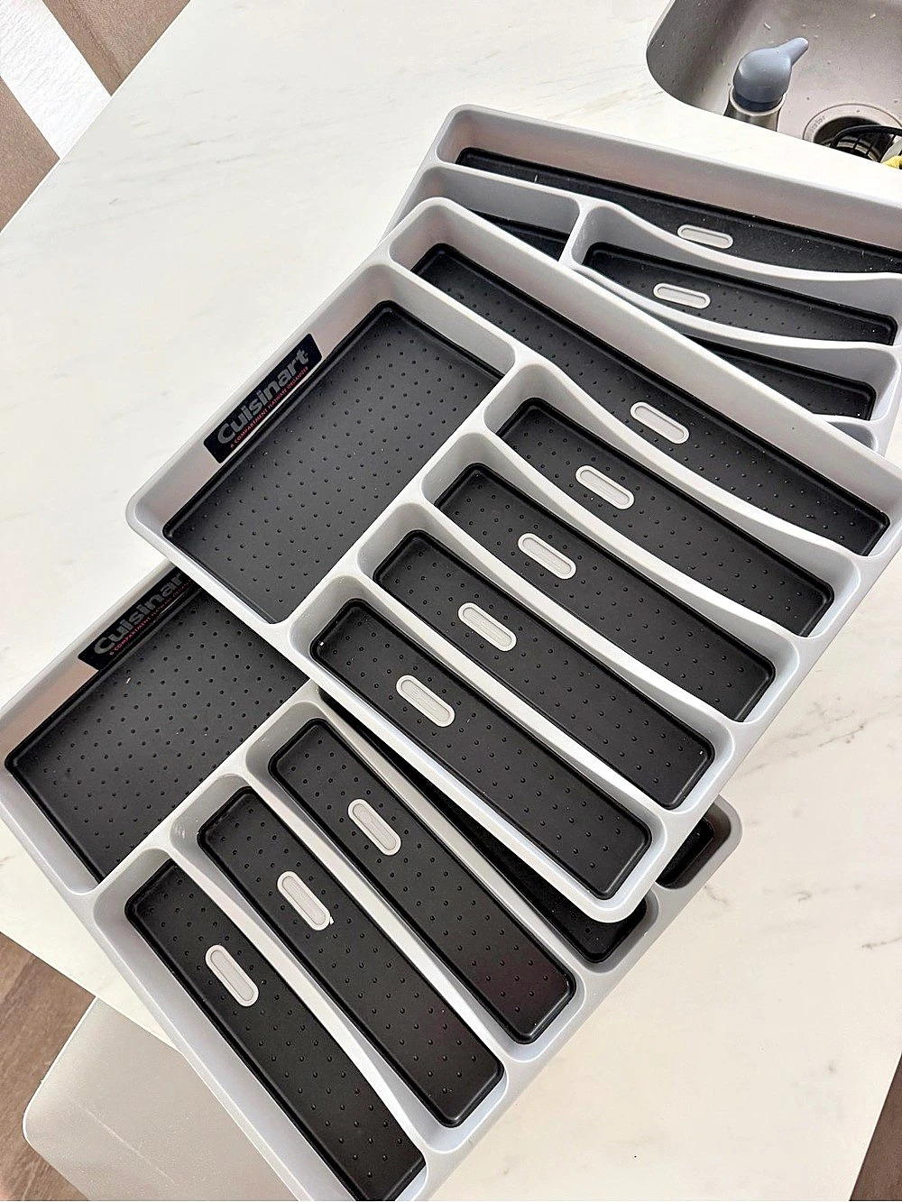 Kitchen Drawer Organizer Gray Black x3